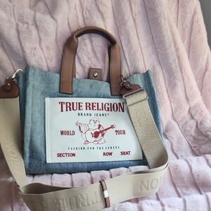 True Religion Denim and Tan Tote Bag